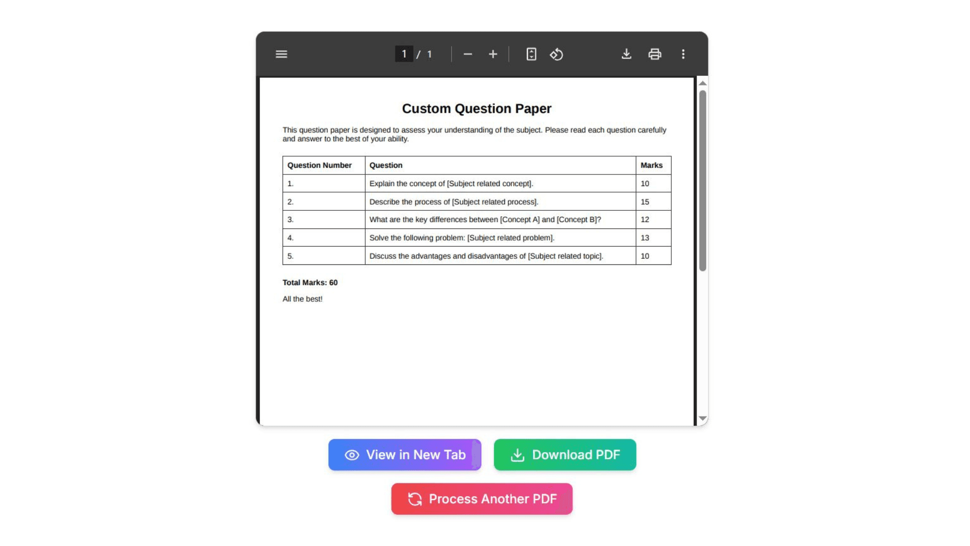 AI-generated question paper example